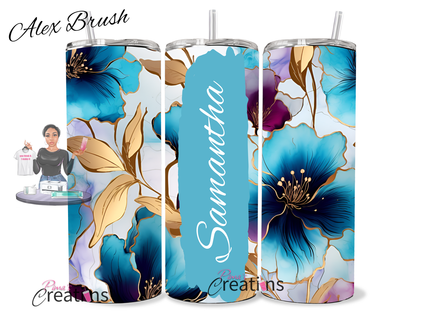 Floral name tumbler