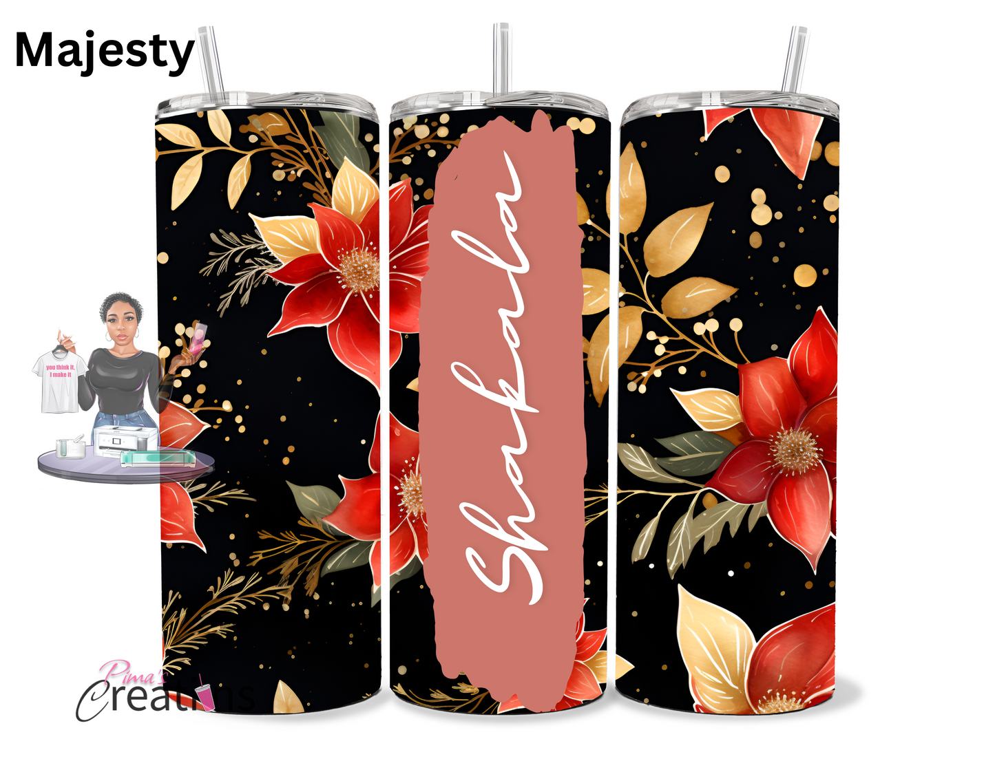 Floral name tumbler