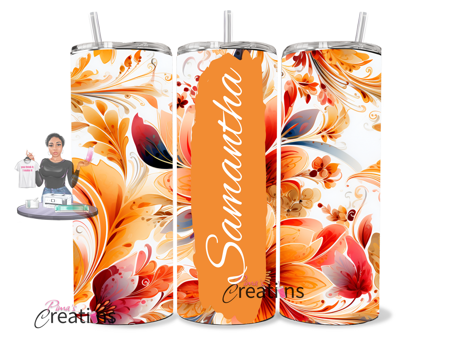 Floral name tumbler